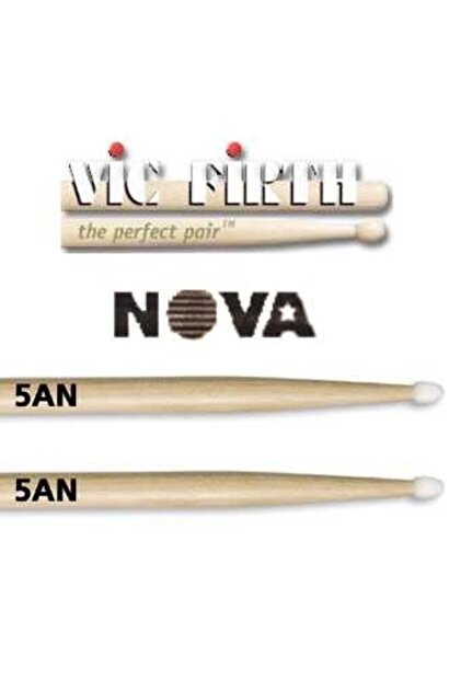 VICFIRTH N5AN BAGET(ÇİFT) NOVA 5A NYLON TIP, HICKORY, 16"x0.565" Baget Nova (Çift) 5A Nylon