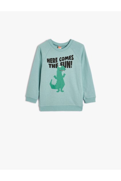 Dinosaur Sweat Long Sleeve Crew Neck Cotton Sweatshirt