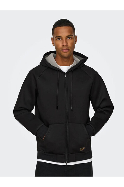 Only & Sons Bobbey Scuba Full Zıp Hoodıe Siyah Erkek Sweatshirt