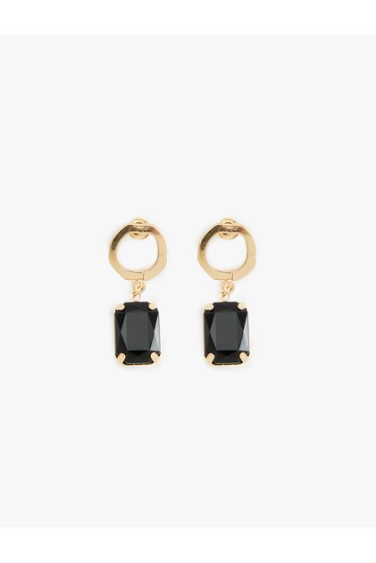 Geometric Earrings with Stone Detail