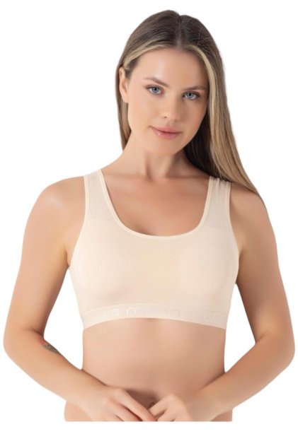 Women's Single Basic Cotton Padded Sports Bustier 7444