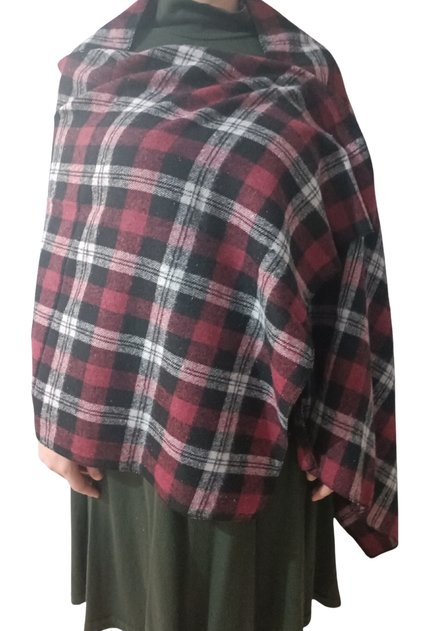 Plaid Lumberjack Shirt Fabric Shoulder Shawl Winter Shawl Neck Shawl Checked Scarf
