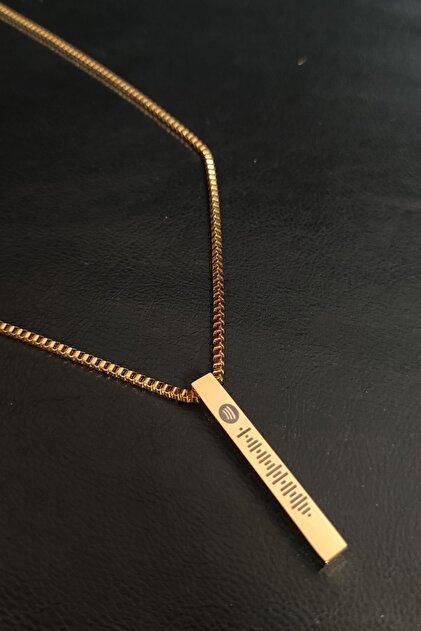Spotify Song Coded Steel Gold Bar Necklace Block Chain Cklspotykly-alt