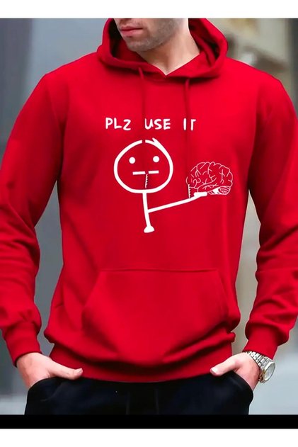 Plz Use It Printed Hooded Sweatshirt