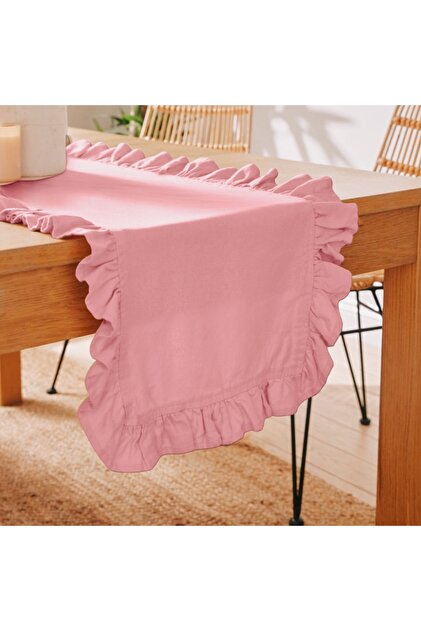 Powder Pink Frilly Runner, Velvet Textured 40X110, Worry-Free Runner
