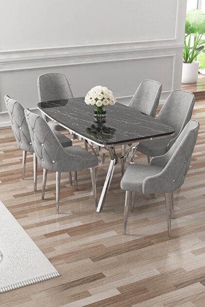 Canisa Asel Serisi 90x160 Lak Panel Siyah Mermer Desen Krom Detay