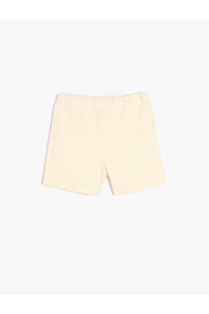 Basic Shorts Textured Pockets Elastic Waist