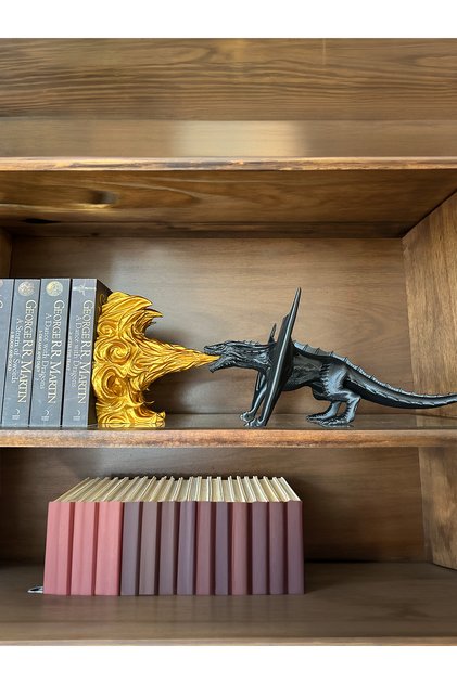 Dragon and Flame Book Holder - Fantastic Bookshelf Decoration