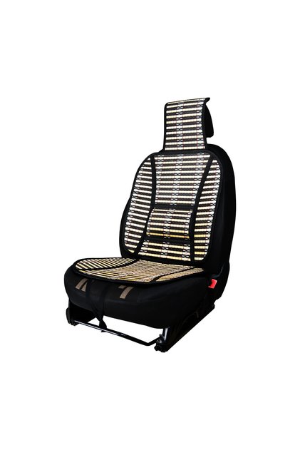 Black Bamboo Straw Cushion - Anti-Sweat Front Set with Lumbar Support Wf-1069