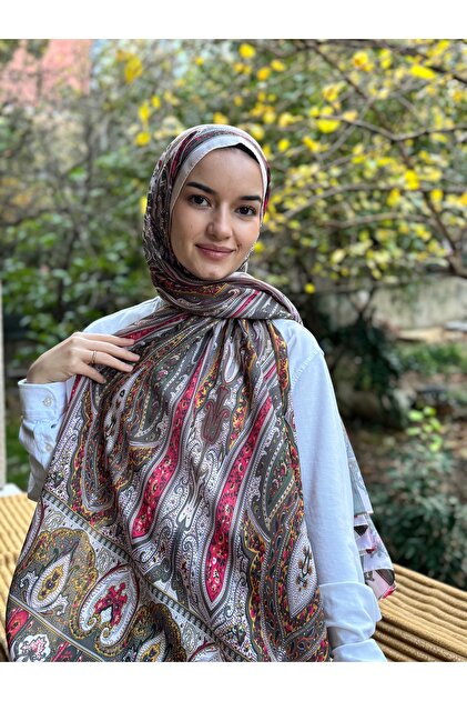 Tesettür Gardenia Pattern Cotton Soft Shawl Fuchsia