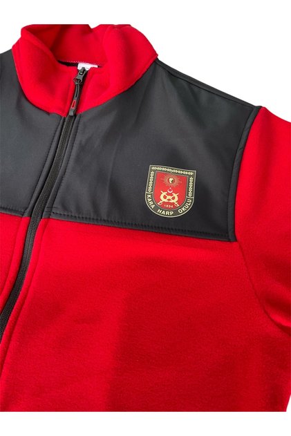 Black Military School Red Fleece Coat Unisex (Size XL)