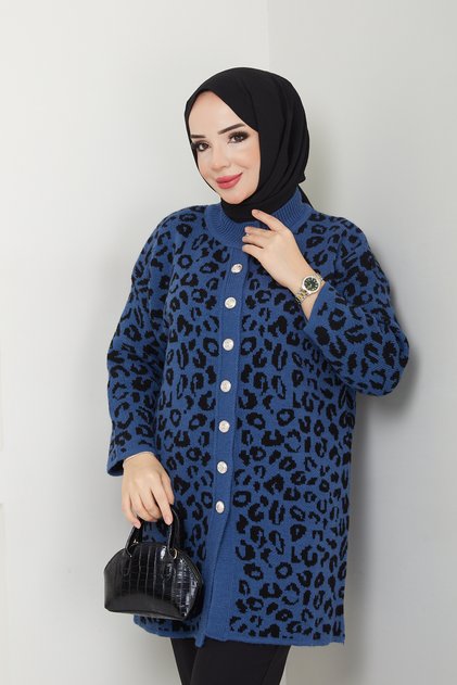 Women's Leopard Patterned Knitwear Cardigan