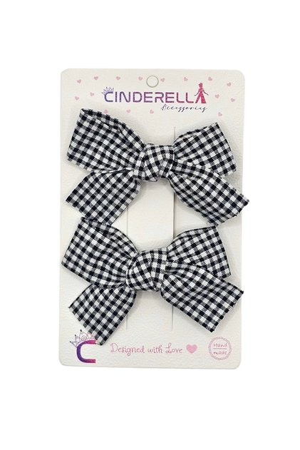 Set of 2 Girls' Bow Buckle Black Soft Color - Elegant Bow Ribbon Clip Collet Hair Clip