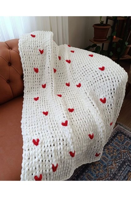 Alize Puffy Heart Baby Blanket 90X90