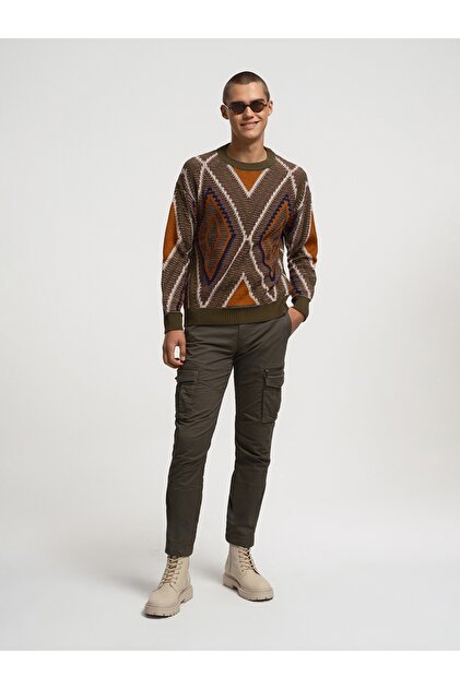 Loft Medium Rise-regular Fit-wide Leg Cropped Men's Trousers- Trendyol