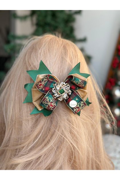 Authentic Gold Snowflake Patterned Layered Velvet Bow Buckle with Luxurious Design Stone Metal Brooch