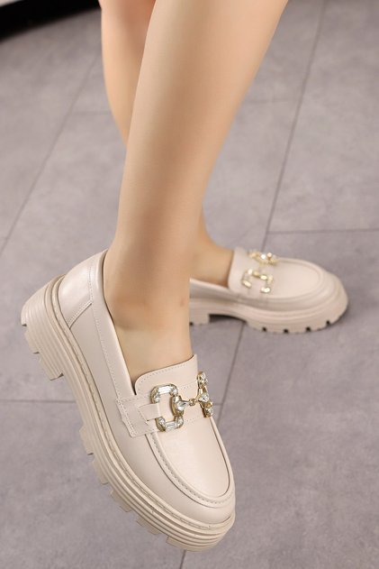 Hr 104 Rhinestone Buckle Loafer Casual Shoes