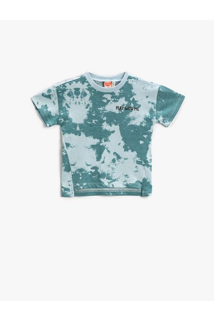 Batik Patterned T-Shirt Short Sleeve Crew Neck Cotton