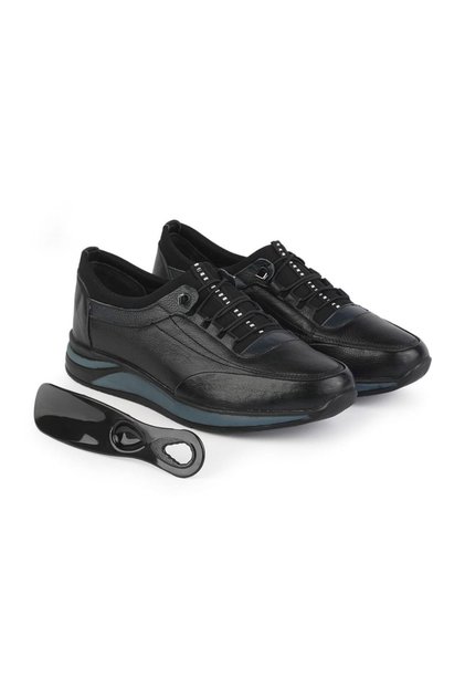 Black Men's Genuine Leather Comfort Daily Orthopedic Shoes Size 48-49-50