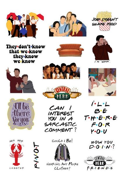 Friends Comic Comedy Humor Themed Sticker Set Sticker Laptop Notebook Tablet Phone