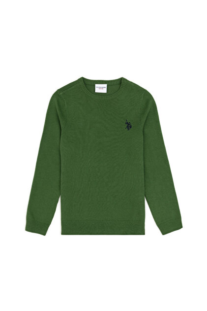Boy's Green Basic Crew Neck Sweater 50294188-Vr054