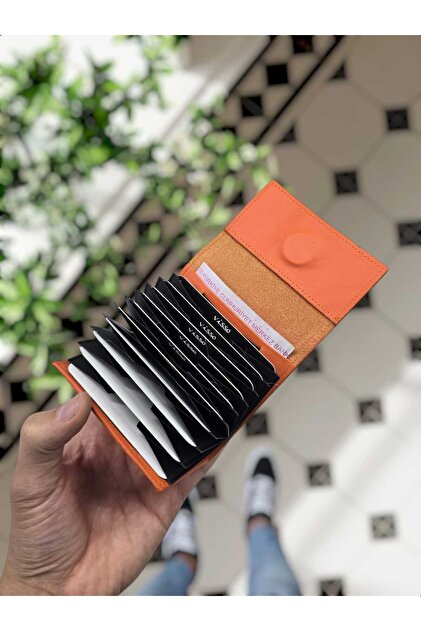 VİSSO Orange 660 Portakal Renk Dünyası Hakiki Deri Cüzdan Çanta