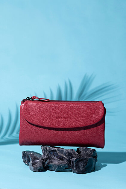 2602 Genuine Leather Large Size Women's Wallet Flother Claret Red