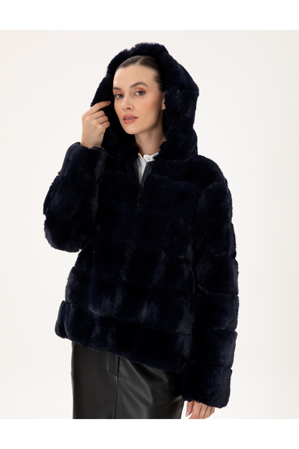 Pierre Cardin Lacivert Kapüşonlu Suni Kürk 50290327-VR033 - Fiyatı