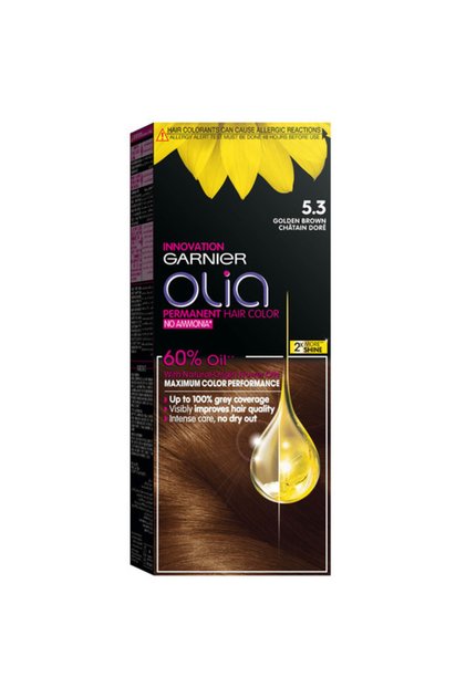 Olia, 5.3 Golden Brown, No Ammonia Permanent Haircolor, with 60% Oils