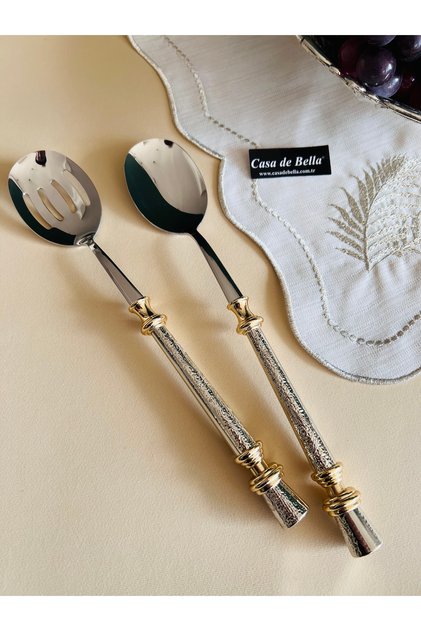 Steel 2 Piece Silver Salad Serving Set