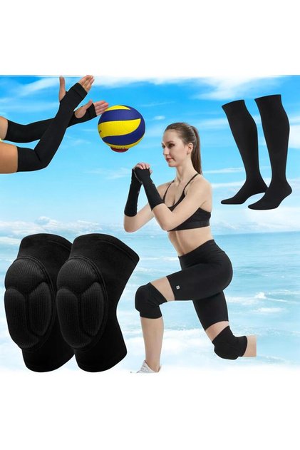 Adult Volleyball Knee Pads Volleyball Knee Sleeves Volleyball Socks with Sponge Support Set of 3