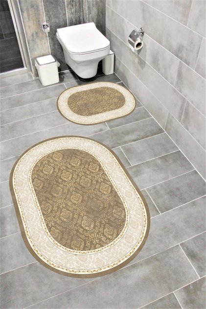 Water Resistant Digital Printed Bath Mat Set with Non-Slip Base