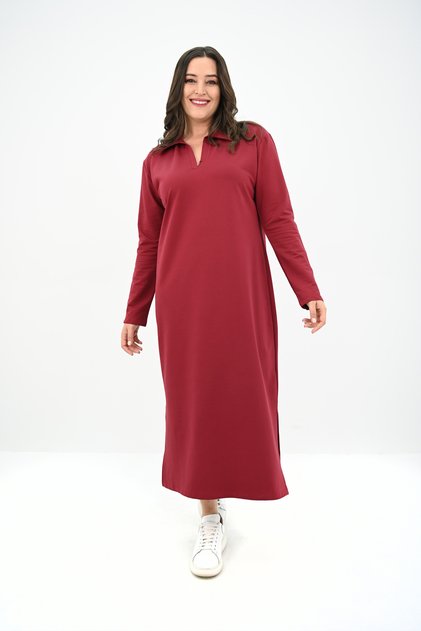 Women's Plus Size Long Sleeve Collar Detail Dress 5283-25