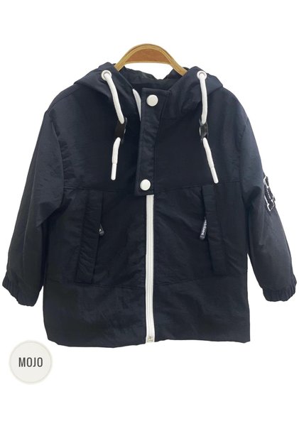 Mojo Boy's Parachute Fabric Lined Hooded Raincoat 3203 Black