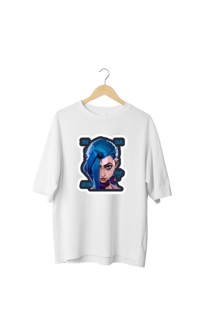 Oversize Arcane Jinx Printed T-Shirt, Oversize Unisex Black Tee