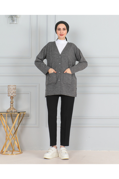 Women's Mother Short Winter Print Thin Buttoned Pocket Combed Cotton Cardigan Mother's Day