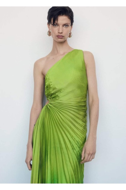 mango pleated asymmetrical dress Mango Pink Pleated Asymmetric Dress by Mango