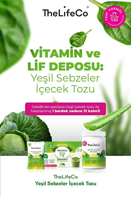 TheLifeCo Green Blend - Yeşil Sebzeler Içecek Tozu Şase 7 Günlük