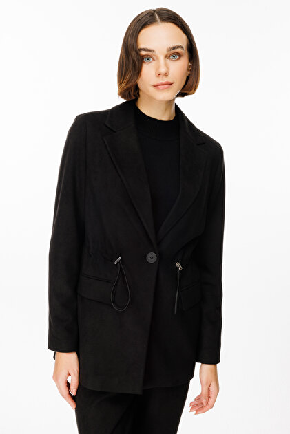 Beli Lace-Up Velvet Jacket Black