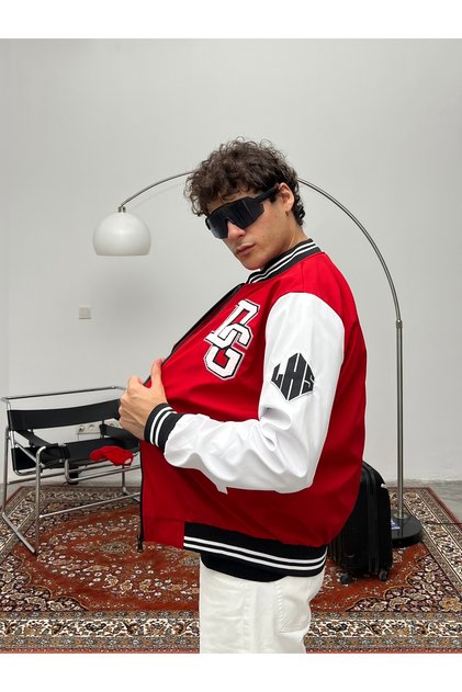 Men's Embroidered Oversized College Jacket