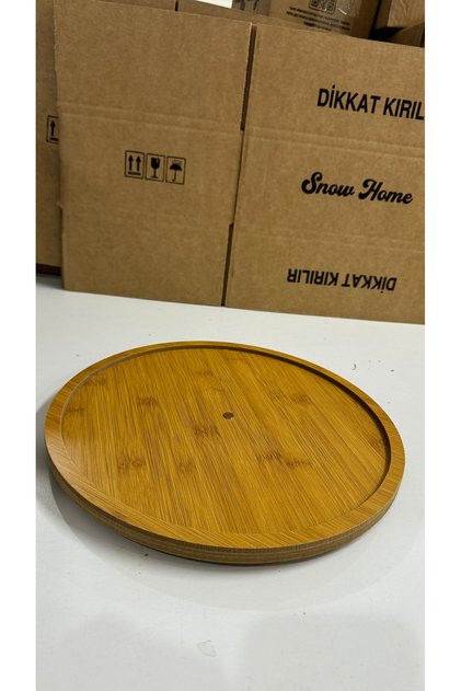 Cheap-Protruding Presentation Plate with 360-Degree Swivel - Breakfast, Snack Bowl, Bamboo Look