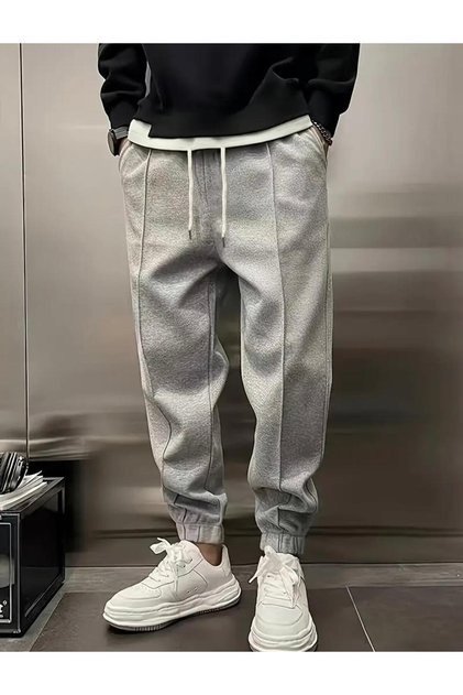 Men's Gray Striped Jogger Sweatpants