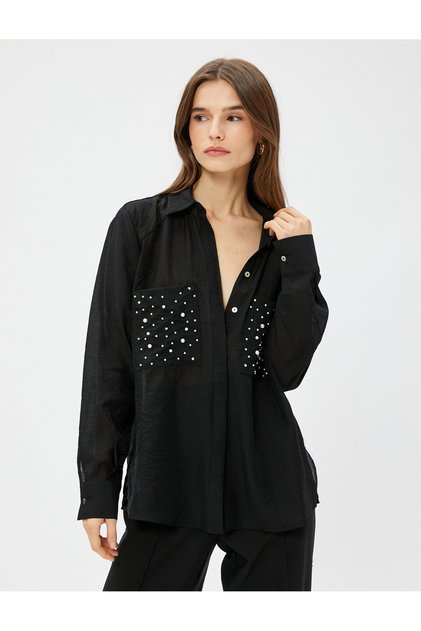 Pearl Detailed Shirt Relax Fit Long Sleeve
