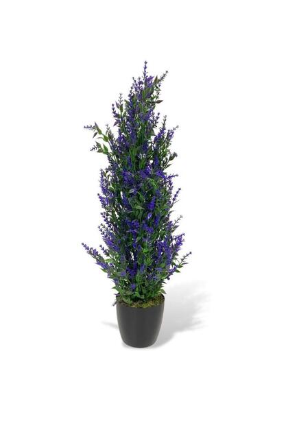 Yapay Çiçek Siyah Saksıda Mor Lavanta Ağacı 55cm