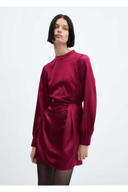 Rochie din satin cu mânecă balon