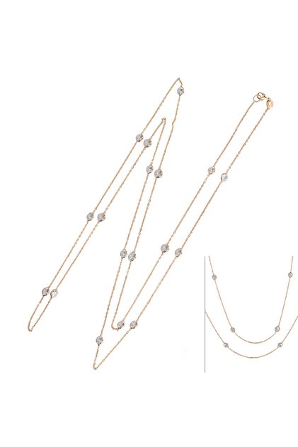 COSAR SİLVER 925 AYAR ZİRKON TAŞLI FANCY UZUN DESENLİ KOLYE 75 CM