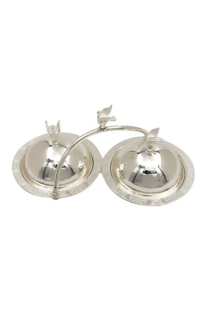 2-Piece Dates Bowl Set Silver 2x(13x13x26)cm
