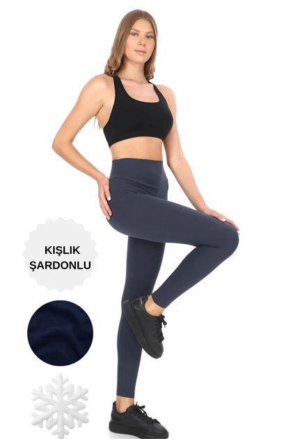 Şardonlu Kalın Kışlık İçi Polarlı Yüksek Bel Toparlayıcı Tayt
