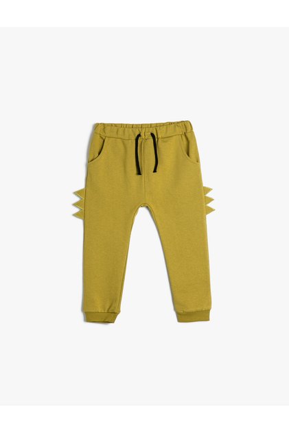 Jogger Sweatpants Tie Waist Pocket Applique Detailed Cotton