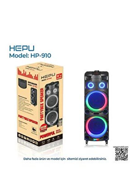 HEPU HP-903 8'' 20CM KABLOSUZ 1 EL MİKROFON ŞARJLI MÜZİK KUTUSU